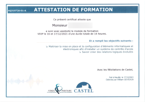 R21.12826 Certificat de formation VDIP CASTEL HuT-1